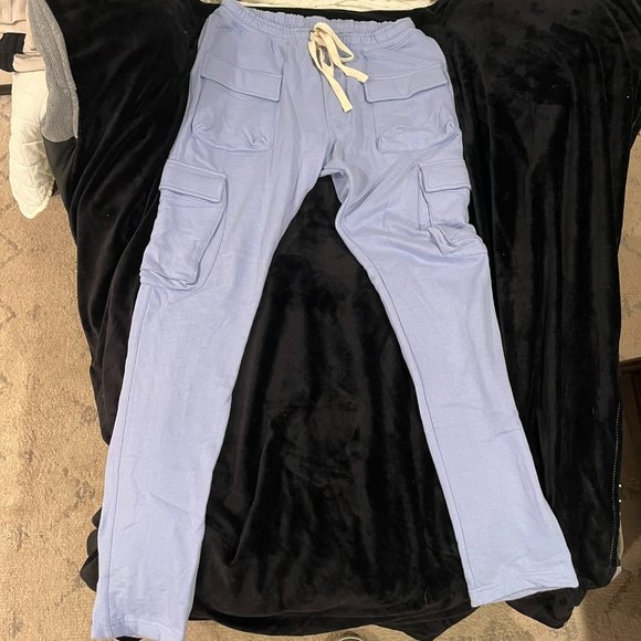 Urban Outfitters Light Blue Large (L) Standard Cloth Cargo Pants - Picture 1 of 5